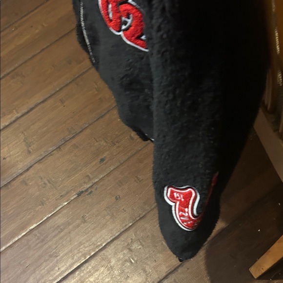True Religion Black Fleece Jacket with Red Accents - Picture 3 of 6
